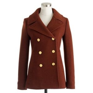 J. Crew Brown Pea Coat with Gold Buttons